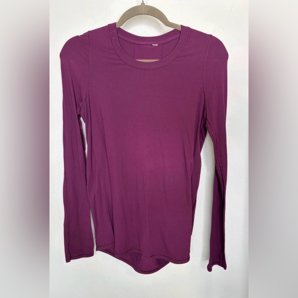 Lululemon Tuck and Flow Long Sleeve Athletic Shirt Burgundy Sz 6 - Picture 2 of 4